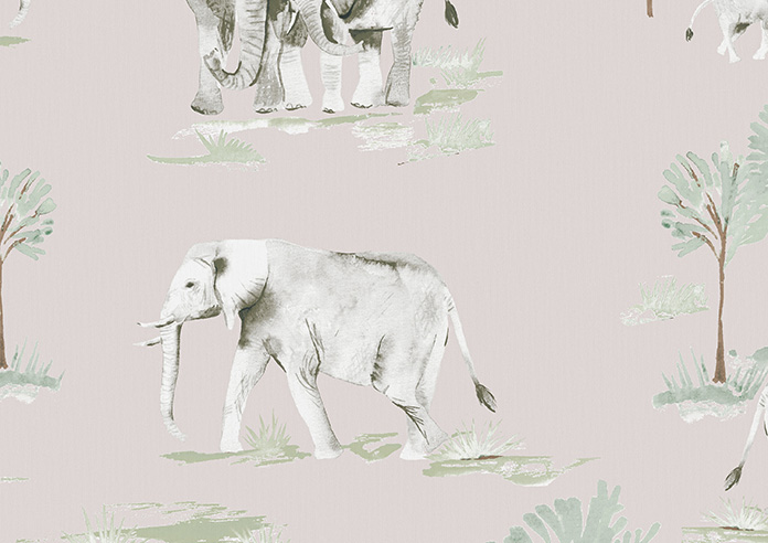 Elephant Herd, Paw Pink - Twist&Fit Roller Blind - Image 6